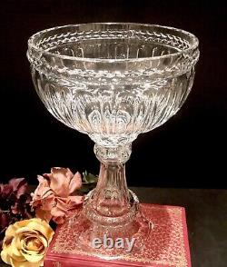 13.5 Crystal Bowl on Corinthian Column Flower / Fruit Compote Bowl Vintage