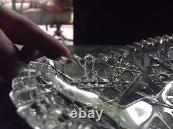 14 Ice Cream Tray Bowl Platter American Brilliant Period Cut glass Crystal cane