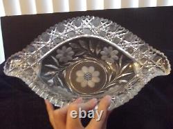 14 Napoleon Hat bowl, American brilliant Period Cut glass Crystal Harvard Daisy