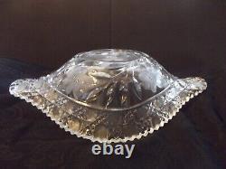 14 Napoleon Hat bowl, American brilliant Period Cut glass Crystal Harvard Daisy