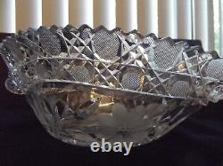 14 Napoleon Hat bowl, American brilliant Period Cut glass Crystal Harvard Daisy