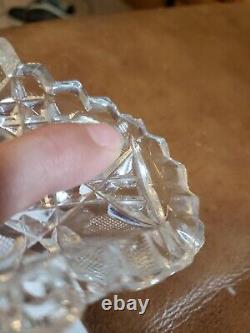 14 Napoleon Hat bowl, American brilliant Period Cut glass Crystal Harvard Daisy