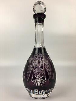 14 Tall Crystal Purple Decanter with Stopper By Nachtmann Traube Cut-To-Clear