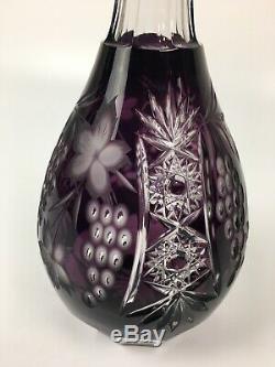 14 Tall Crystal Purple Decanter with Stopper By Nachtmann Traube Cut-To-Clear