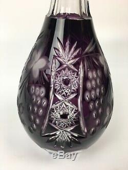 14 Tall Crystal Purple Decanter with Stopper By Nachtmann Traube Cut-To-Clear