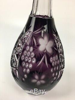 14 Tall Crystal Purple Decanter with Stopper By Nachtmann Traube Cut-To-Clear