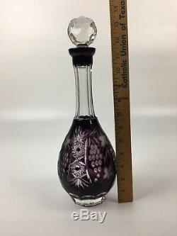 14 Tall Crystal Purple Decanter with Stopper By Nachtmann Traube Cut-To-Clear