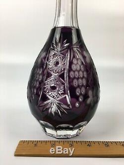 14 Tall Crystal Purple Decanter with Stopper By Nachtmann Traube Cut-To-Clear