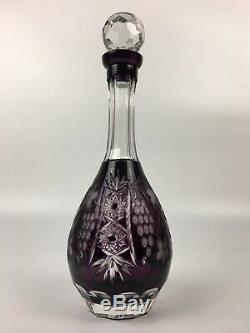 14 Tall Crystal Purple Decanter with Stopper By Nachtmann Traube Cut-To-Clear