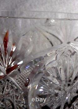 14-piece CUT GLASS Crystal PUNCH BOWL with 13 Punch Cups