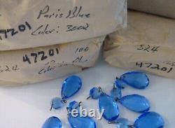 150 1980's Czech. Cut Lead Glass Prisms, Chandelier Crystals. Paris Blue