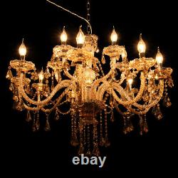 15 Arm Ceiling Light Large Chandelier Crystal Cut Glass Pendant Cognac Modern Us