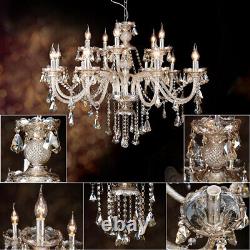 15 Arm Ceiling Light Large Chandelier Crystal Cut Glass Pendant Cognac Modern Us