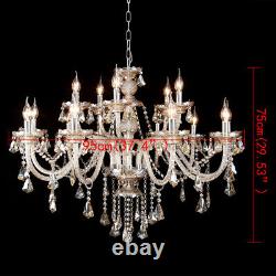 15 Arm Ceiling Light Large Chandelier Crystal Cut Glass Pendant Cognac Modern Us