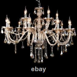 15 Arm Ceiling Light Large Chandelier Crystal Cut Glass Pendant Cognac Modern Us