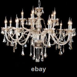 15 Arm Ceiling Light Large Chandelier Crystal Cut Glass Pendant Cognac Modern Us