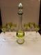 16 Decanter & 6 wine Chartreuse Green Cut to Clear glass Crystal Val St Lambert