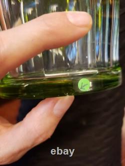 16 Decanter & 6 wine Chartreuse Green Cut to Clear glass Crystal Val St Lambert