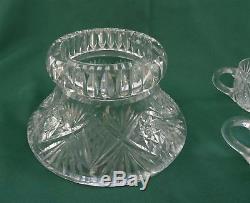 1880-1920 ANTIQUE RICH CUT GLASS PUNCH BOWL 6 CUPS Brilliant Period 19th CRYSTAL