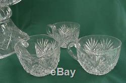 1880-1920 ANTIQUE RICH CUT GLASS PUNCH BOWL 6 CUPS Brilliant Period 19th CRYSTAL