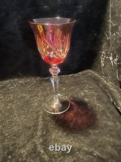 18pc Bohemian Cut Crystal Wine Goblets Cobalt Emerald Ruby Cut-to-Clear 8