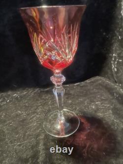 18pc Bohemian Cut Crystal Wine Goblets Cobalt Emerald Ruby Cut-to-Clear 8