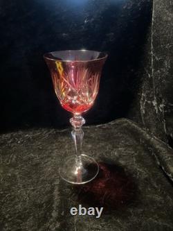 18pc Bohemian Cut Crystal Wine Goblets Cobalt Emerald Ruby Cut-to-Clear 8
