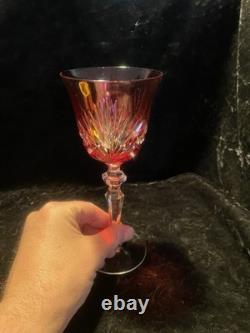 18pc Bohemian Cut Crystal Wine Goblets Cobalt Emerald Ruby Cut-to-Clear 8
