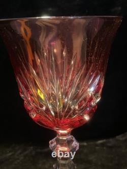 18pc Bohemian Cut Crystal Wine Goblets Cobalt Emerald Ruby Cut-to-Clear 8