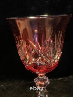 18pc Bohemian Cut Crystal Wine Goblets Cobalt Emerald Ruby Cut-to-Clear 8