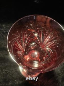18pc Bohemian Cut Crystal Wine Goblets Cobalt Emerald Ruby Cut-to-Clear 8