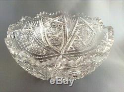 1900-16 AMERICAN BRILLIANT PERIOD CUT GLASS CRYSTAL BOWL 9 Art Nouveau Period