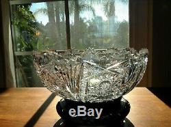 1900-16 AMERICAN BRILLIANT PERIOD CUT GLASS CRYSTAL BOWL 9 Art Nouveau Period