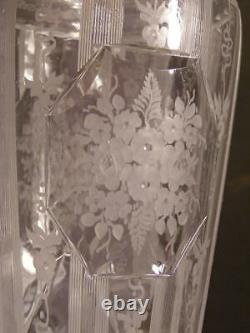 1900 Brilliant Sheraton Engraved Crystal Hawkes Intaglio Cut Glass Flower Vase