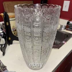 1900's Bohemian Czechoslovakia Crystal Glass Cut Flower Vase