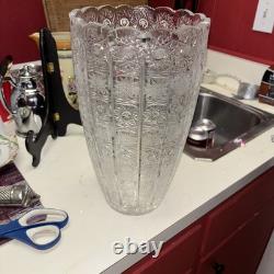 1900's Bohemian Czechoslovakia Crystal Glass Cut Flower Vase