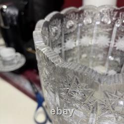 1900's Bohemian Czechoslovakia Crystal Glass Cut Flower Vase