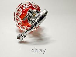 1920s Art Deco Bohemian Ruby Glass Cut Crystal Miniature Atomizer Perfume Bottle