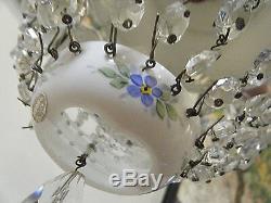 1930 Moser Czech Glass Pendant Chandelier Cut To Clear Crystal Hand Painted Lamp