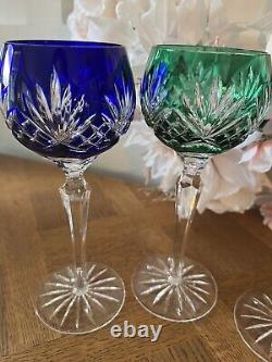 1940's Vintage Art Deco Czech Balloon Star Cut Crystal Wine Glasses Set Of 4