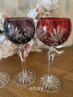 1940's Vintage Art Deco Czech Balloon Star Cut Crystal Wine Glasses Set Of 4