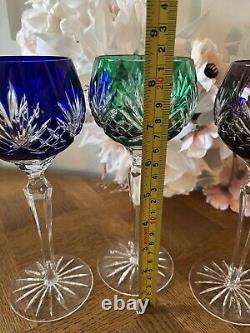 1940's Vintage Art Deco Czech Balloon Star Cut Crystal Wine Glasses Set Of 4