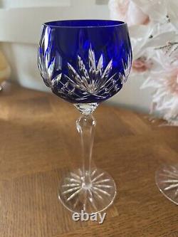 1940's Vintage Art Deco Czech Balloon Star Cut Crystal Wine Glasses Set Of 4