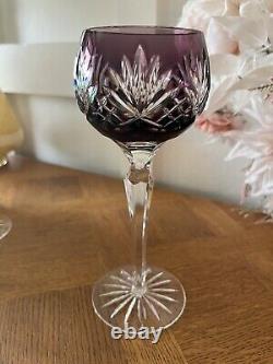 1940's Vintage Art Deco Czech Balloon Star Cut Crystal Wine Glasses Set Of 4