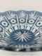 1950s Vintage Bohemian Lead Crystal Glass Cut To Clear Cobalt Blue Bowl 13W