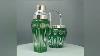1960s Gorgeous Green Bohemian Cut Crystal Glass Cocktail Shaker With Ice Bucket Made In Italy