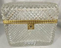 19th C French Cut Baccarat Crystal Glass Gilt Bronze Ormolu Casket Box