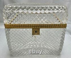 19th C French Cut Baccarat Crystal Glass Gilt Bronze Ormolu Casket Box