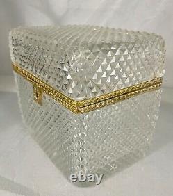 19th C French Cut Baccarat Crystal Glass Gilt Bronze Ormolu Casket Box