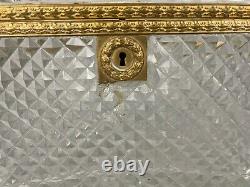 19th C French Cut Baccarat Crystal Glass Gilt Bronze Ormolu Casket Box